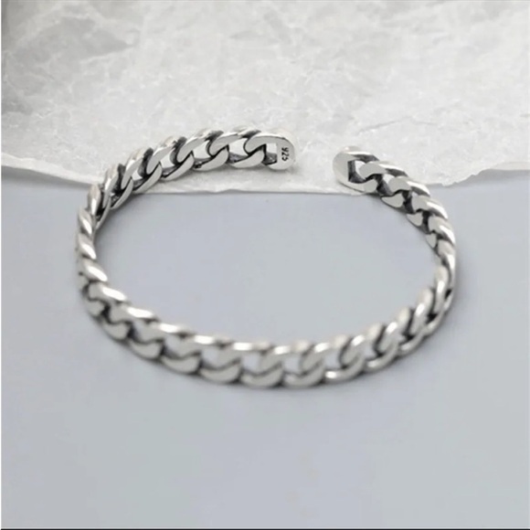 ⭐️ New 925 Sterling Silver Chain Cuff Bracelet - Picture 5 of 5